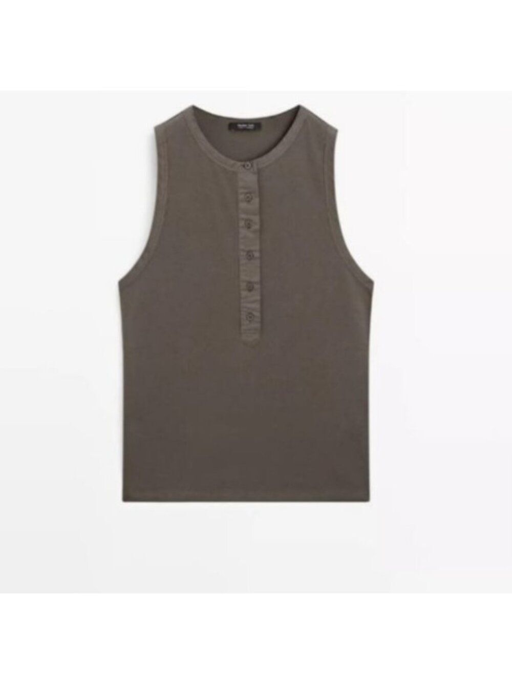 Massimo Dutti Womens Tank Top Shirt Small Brown Button Front Sleeveless NWT